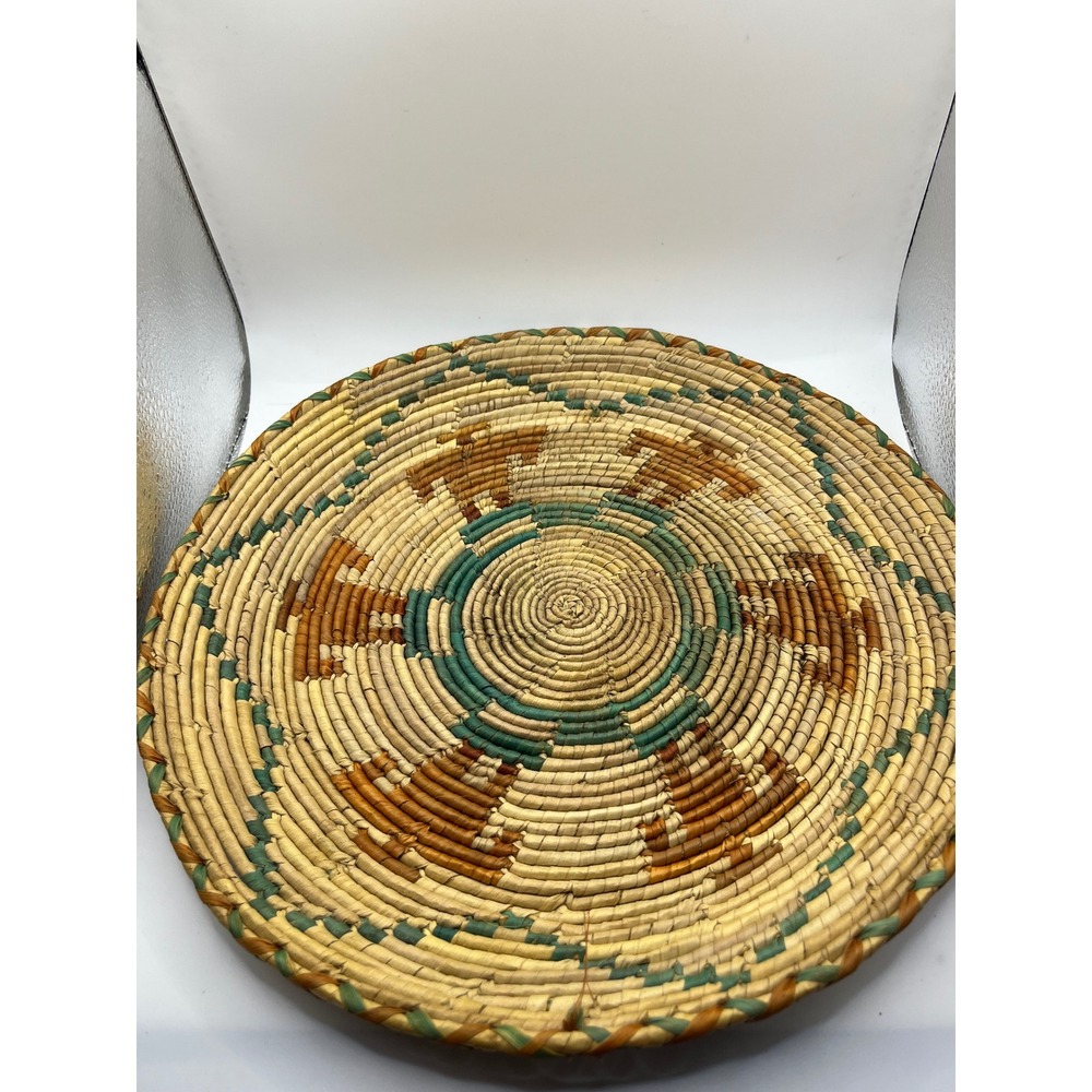 Handwoven Basket Bowl Southwestern  Native American 11" diameter 1" deep‎